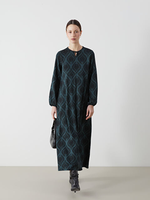 LCWAIKIKI Classic Crew Neck Patterned Women's Dress - W4HP98Z8-MJY