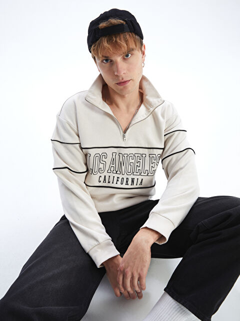 XSIDE Dik Yaka Uzun Kollu Baskılı Erkek Sweatshirt - W4HQ17Z8-YJ2