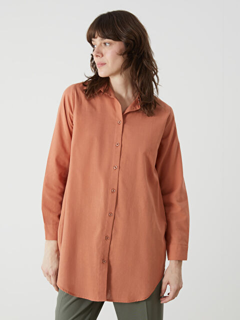 LCWAIKIKI Classic Plain Long Sleeve Dobby Women's Shirt Tunic - W4HQ41Z8-GCP