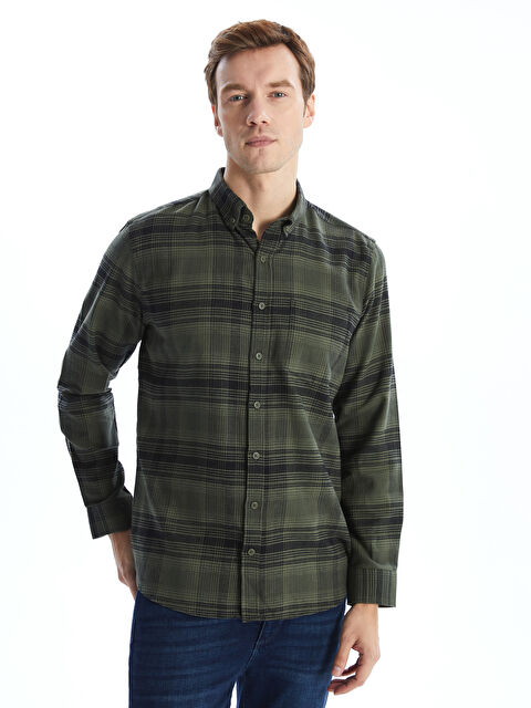 LCWAIKIKI Classic Chemise en flanelle à carreaux à manches longues coupe régulière pour hommes - W4HQ51Z8-LMU