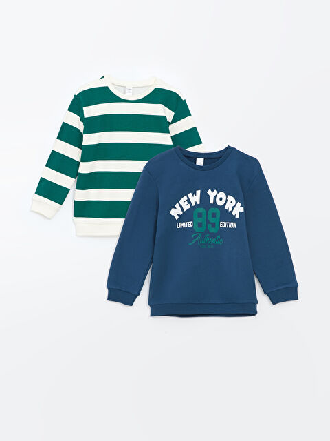 LCW Kids Bisiklet Yaka Baskılı Kalın Erkek Bebek Sweatshirt 2'li - W4HQ74Z1-HSD