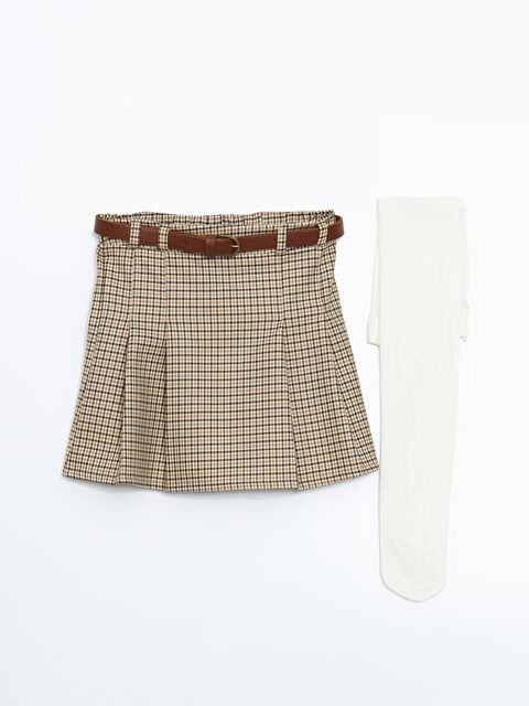 LCW Kids Beli Lastikli Kız Çocuk Kemerli Etek ve Külotlu Çorap 2'li - W4HQ82Z1-LLL