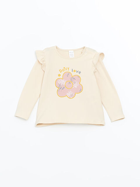 LCW Kids Bisiklet Yaka Baskılı Kız Bebek Bluz