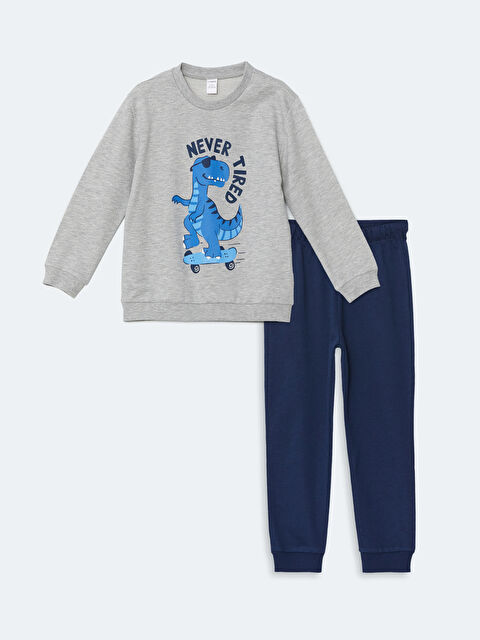 LCW Kids Bisiklet Yaka Baskılı Erkek Bebek Sweatshirt ve Eşofman Alt 2'li - W4HS28Z1-D5P