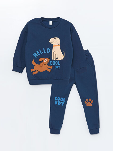 LCW Kids Bisiklet Yaka Baskılı Erkek Bebek Eşofman Takım - W4HS34Z1-HSD