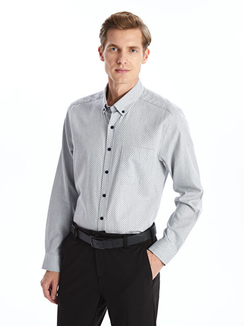 LCWAIKIKI Classic Regular Fit Uzun Kollu Desenli Poplin Erkek Gömlek - W4HS57Z8-LRW