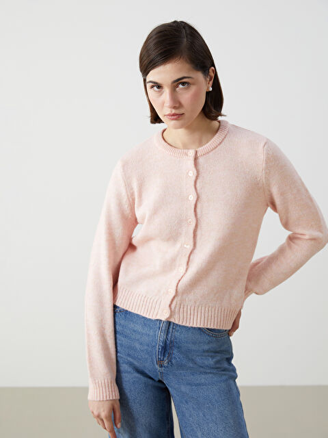 LCW Vision Bisiklet Yaka Crop Kadın Triko Hırka - W4HS94Z8-G21