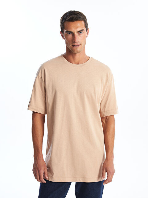 LC WAIKIKI Oversize Bisiklet Yaka Kısa Kollu Penye Erkek Tişört - W4HT07Z8-509