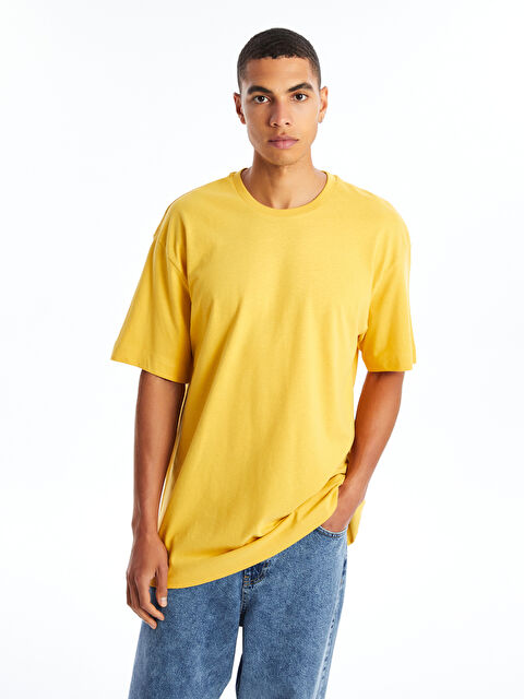 LC WAIKIKI Oversize Bisiklet Yaka Kısa Kollu Penye Erkek Tişört - W4HT07Z8-DCG