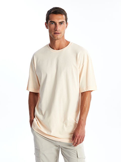 LC WAIKIKI Oversize Bisiklet Yaka Kısa Kollu Penye Erkek Tişört - W4HT07Z8-DEE