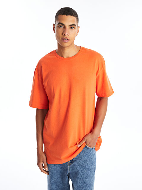 LC WAIKIKI Oversize Bisiklet Yaka Kısa Kollu Penye Erkek Tişört - W4HT07Z8-FKV