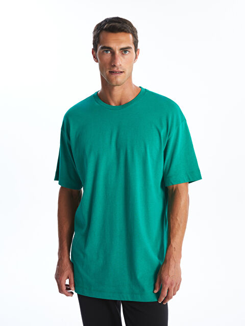 LC WAIKIKI Oversize Bisiklet Yaka Kısa Kollu Penye Erkek Tişört - W4HT07Z8-TPJ