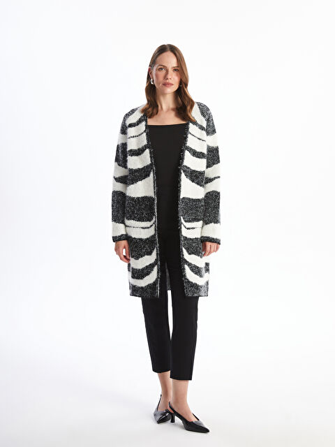 LCWAIKIKI Basic Şal Yaka Desenli Kadın Triko Hırka - W4HT21Z8-MJQ