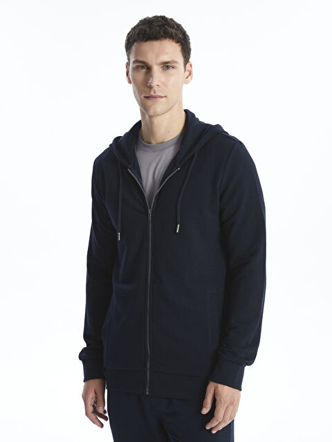 LC WAIKIKI Kapüşonlu Uzun Kollu Erkek Fermuarlı Sweatshirt - W4HU43Z8-DPW