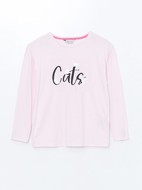 LCW Young Bisiklet Yaka Baskılı Kadın Pijama Üstü - W4HU50Z8-QWM