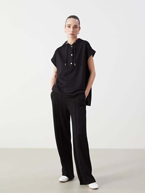 LCWAIKIKI Classic Beli Lastikli Düz Geniş Paça Kadın Eşofman Altı - W4HV45Z8-CVL