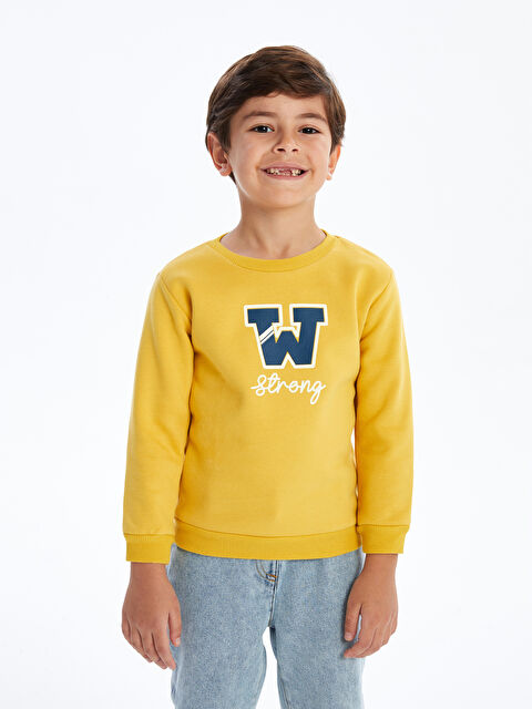 LCW Kids Bisiklet Yaka Baskılı Erkek Çocuk Sweatshirt - W4HY12Z1-KEW