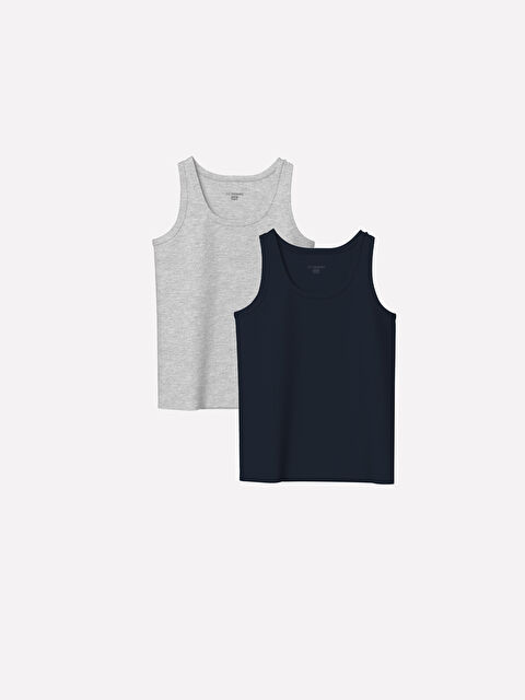 LCW Kids Bisiklet Yaka Erkek Çocuk Atlet 2'li - W4HY42Z4-LAK