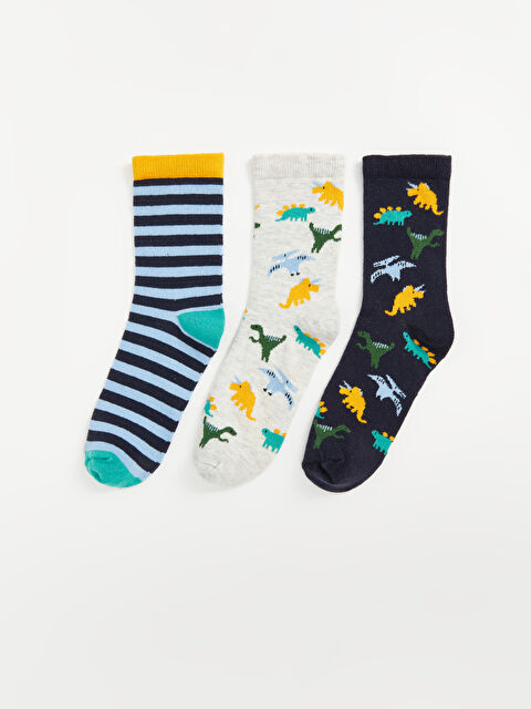 LCW Kids Desenli Erkek Çocuk Soket Çorap 3'lü - W4I113Z4-DNX