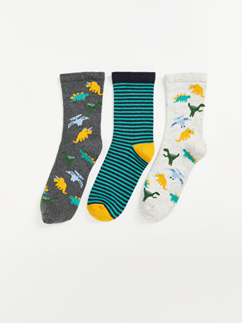 LCW Kids Desenli Erkek Çocuk Soket Çorap 3'lü - W4I113Z4-K00