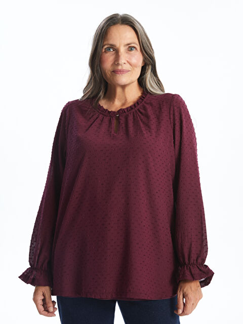 LCW Grace Bisiklet Yaka Dokulu Kadın Bluz - W4I115Z8-HNV