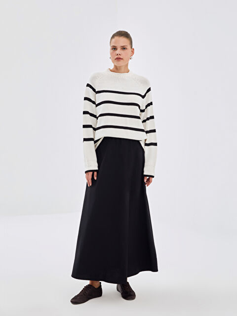 LCW Modest Beli Lastikli Düz Poplin Kadın Etek - W4I155Z8-CVL