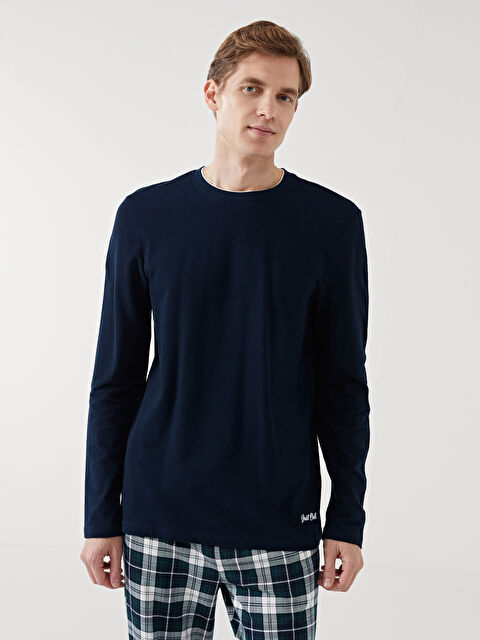 LCW ECO Bisiklet Yaka Uzun Kollu Erkek Pijama Üst - W4I186Z8-YGH