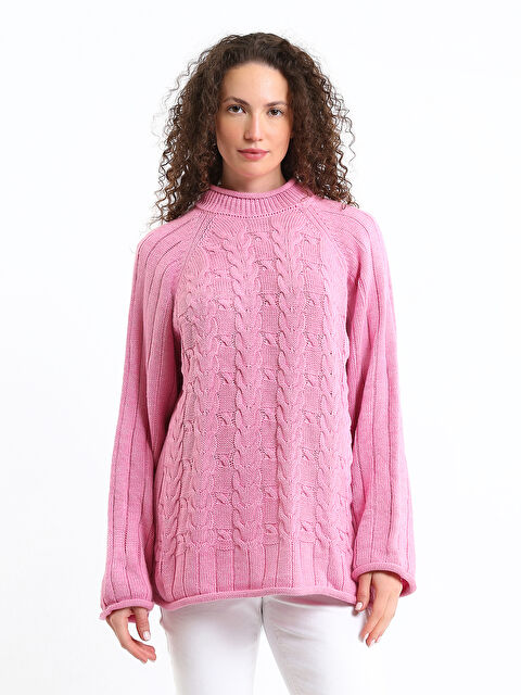 LCWAIKIKI Classic Half Turtleneck Self-Patterned Women's Knitwear Sweater - W4I195Z8-Q79