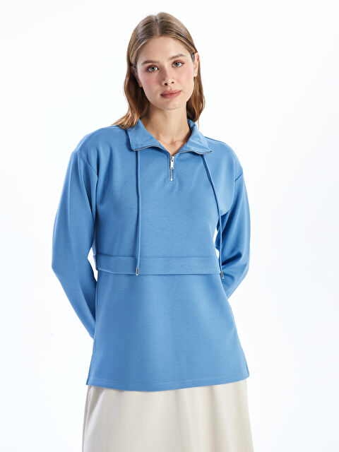 LCWAIKIKI Basic Dik Yaka Kadın Sweatshirt Tunik - W4I243Z8-KCK