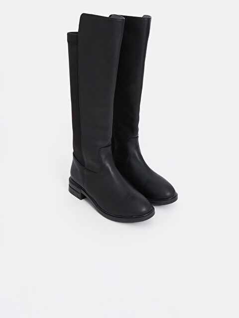 LCW STEPS Deri Görünümlü Kadın Diz Üstü Yağmur Çizmesi - W4I250Z8-HEG