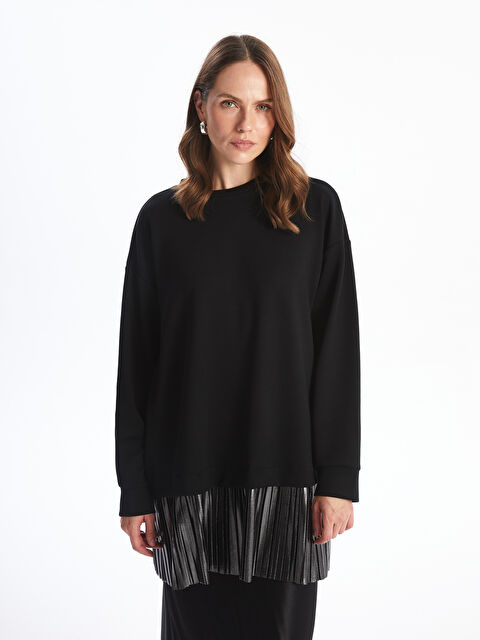 LCWAIKIKI Basic Bisiklet Yaka Düz Oversize Kadın Sweatshirt Tunik - W4I252Z8-CVL