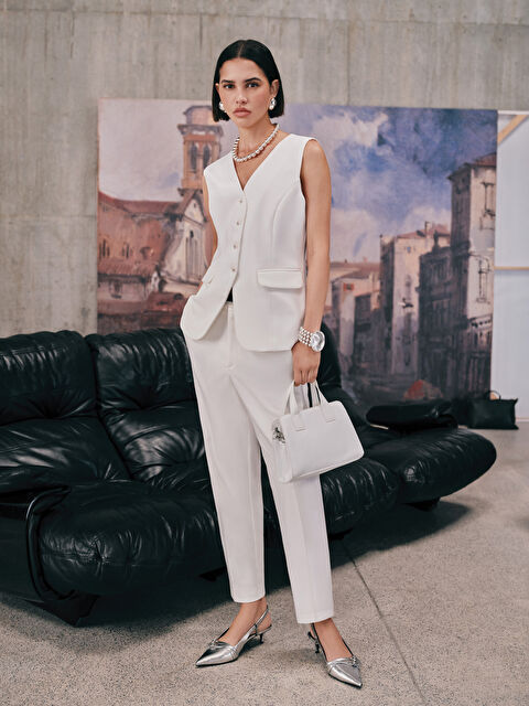 LCW Vision Beli Kemerli Rahat Kalıp Kadın Pantolon - W4I280Z8-R9J