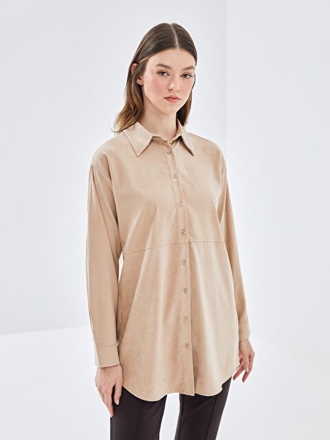 LCW Modest Suede Shirt Tunic - W4I284Z8-DDZ
