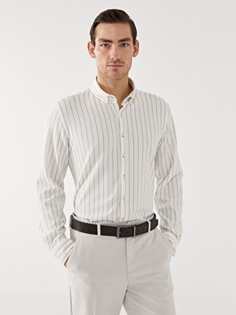 SOUTHBLUE Slim Fit Uzun Kollu Çizgili Erkek Gömlek - W4I311Z8-LFC