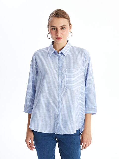 LCWAIKIKI Classic Çizgili Kadın Gömlek - W4I392Z8-LEN