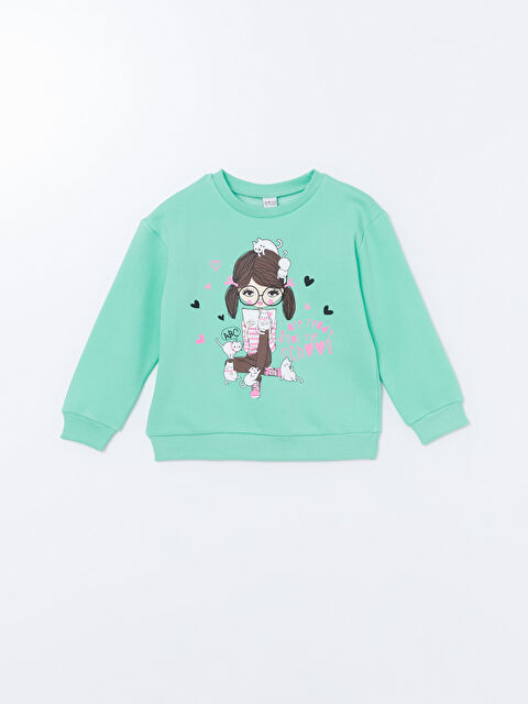 LCW ECO Bisiklet Yaka Kız Çocuk Kalın Sweatshirt - W4I454Z4-JFD