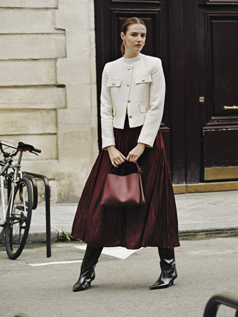 LCW Modest Beli Lastikli Kadın Etek - W4I557Z8-JAV