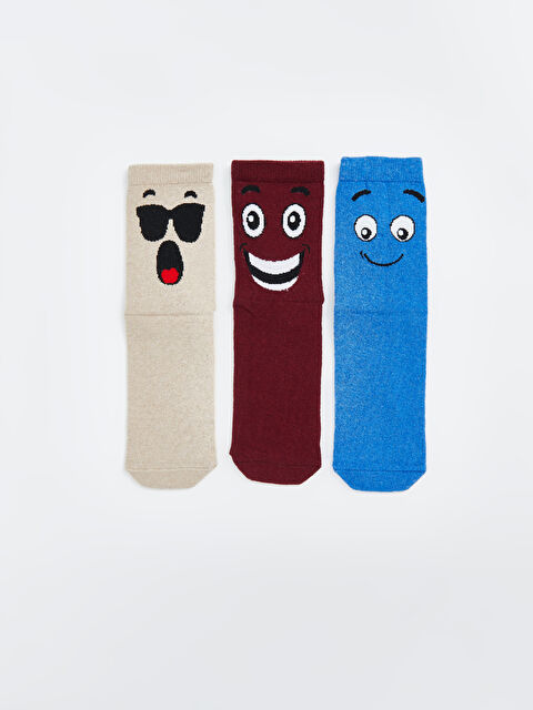 LCW Kids Desenli Erkek Çocuk Soket Çorap 3'lü - W4I612Z4-SBW