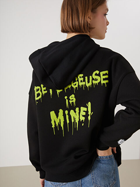 XSIDE Beetlejuice Baskılı Oversize Kadın Hoodie - W4I739Z8-CVL
