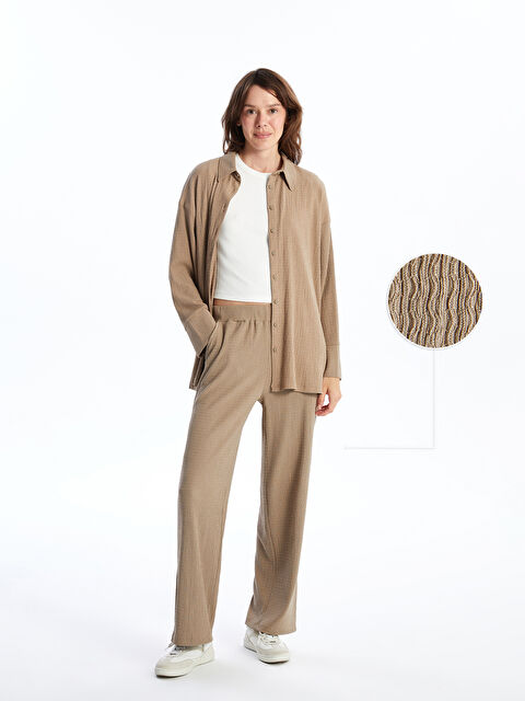 LCWAIKIKI Basic Beli Lastikli Düz Geniş Paça Kadın Pantolon - W4I769Z8-KL8