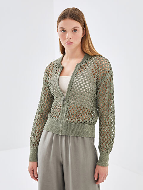 LCW Vision Bisiklet Yaka Ajurlu Kadın Triko Hırka - W4I844Z8-JYN