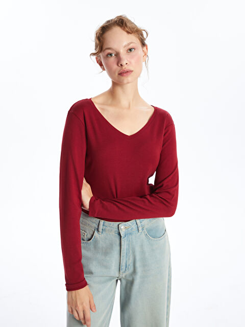 LC WAIKIKI V Yaka Kadın Tişört - W4I856Z8-HQG