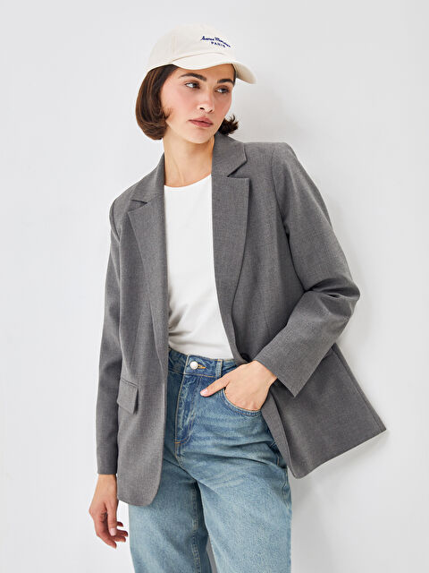 LCW Vision Keten Görünümlü Kadın Blazer Ceket - W4I921Z8-JMD