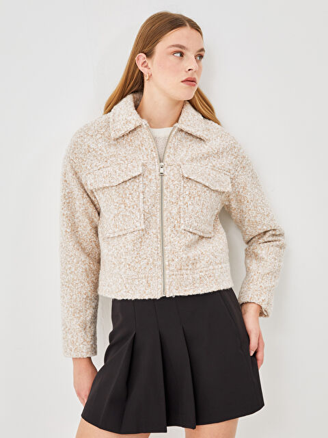 LCW Vision Gömlek Yaka Kadın Kaşe Kaban - W4I941Z8-L8Q