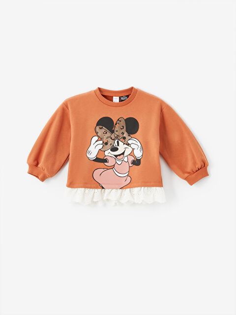 LCW Kids Bisiklet Yaka Minnie Mouse Baskılı Kalın Kız Çocuk Sweatshirt - W4I979Z1-GPE