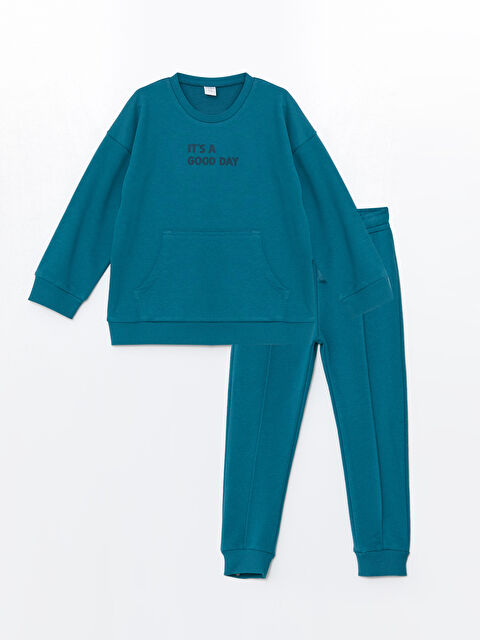 LCW Kids Bisiklet Yaka Baskılı Erkek Bebek Sweatshirt ve Eşofman Alt 2'li Takım - W4IA79Z1-H0V