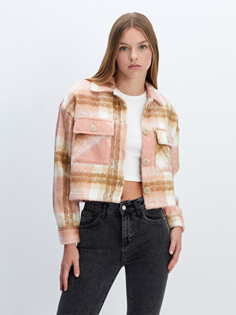 LCW Vision Plaid Long Sleeve Women's Overshirt Jacket - W4IC08Z8-LNQ
