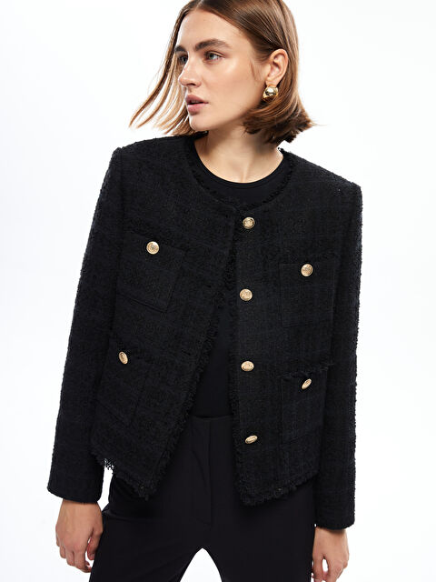 LCWAIKIKI Classic Bisiklet Yaka Kadın Tüvit Ceket - W4ID14Z8-CVL