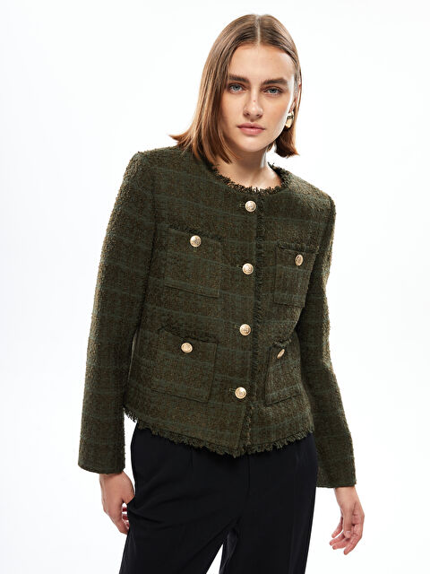 LCWAIKIKI Classic Bisiklet Yaka Kadın Tüvit Ceket - W4ID14Z8-M3S