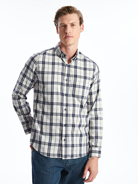 LCWAIKIKI Classic Regular Fit Uzun Kollu Ekose Gabardin Erkek Gömlek - W4ID67Z8-LKQ